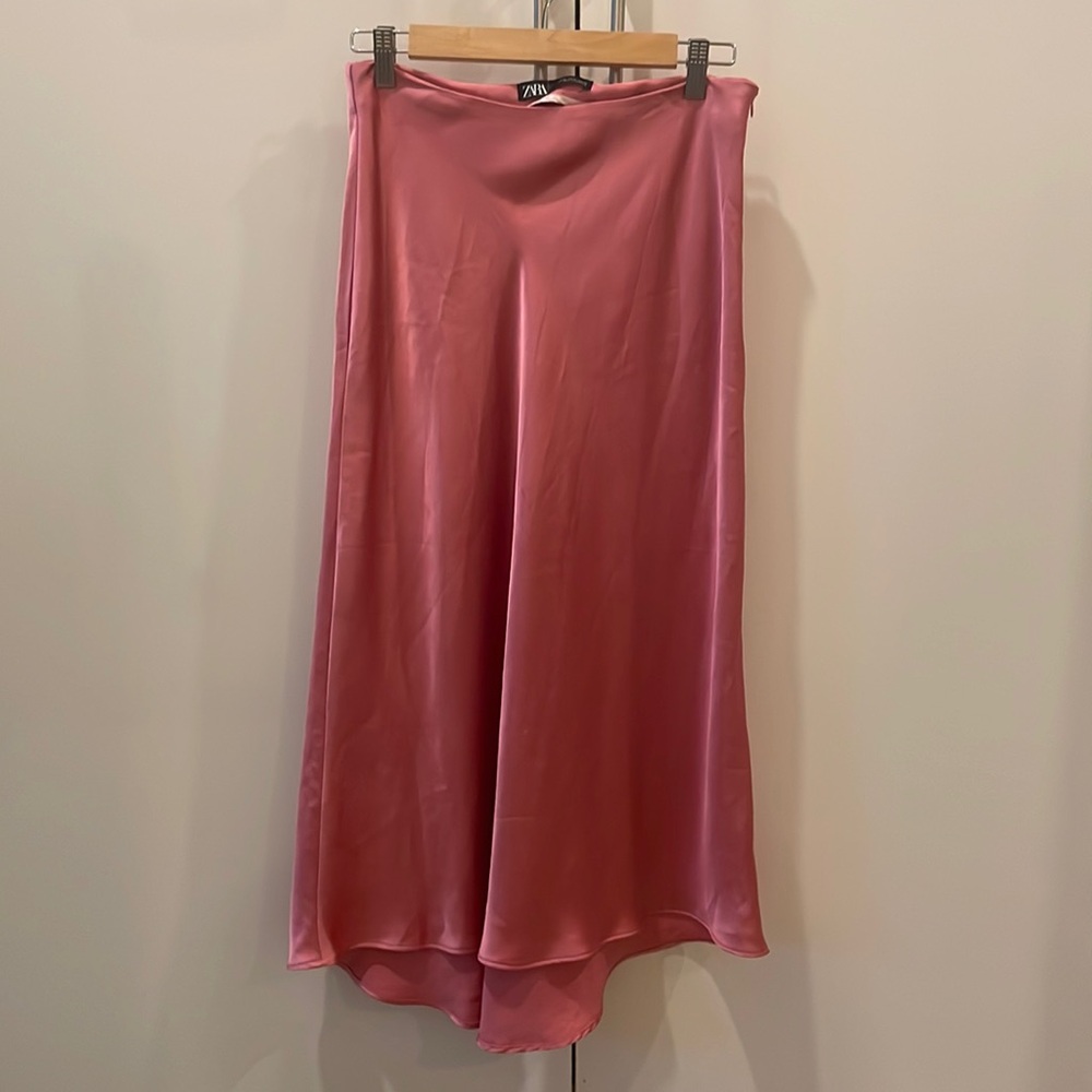 Hot Pink Satin Bias Skirt